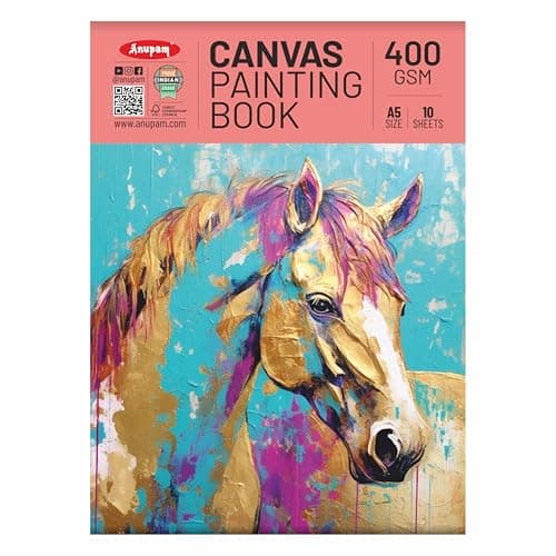 Anupam Canvas Painting pad 100% Cotton Acrylic Gesso Primed with Acid Free Paper 10 Sheets 400 GSM for Acrylic and Oil Painting (A5)