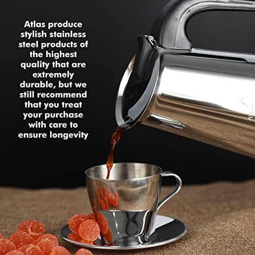 Atlasware Stainless Steel Coffee Maker | Filter Coffee Black Tea Pot Compatible with Induction, Gas Stove | Durable Compact BPA Free Espresso Percolator for Home, Kitchen and Travel (Silver, 4 Cup) 2
