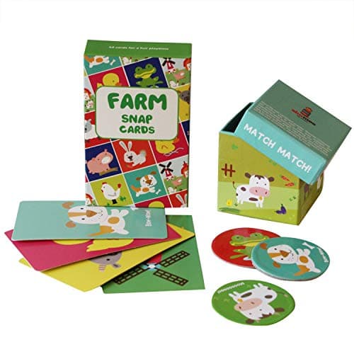 Shumee Farm Animals Matching Snap And Memory Card Game Combo - 52 Snap And 20 Memory Cards | (3 years+) | Educational Farm Themed Card Game For Kids | Develops Memory Skills | Birthday Gift For Kids