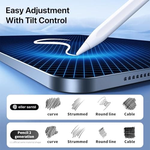 eller santé® Universal Stylus Pen for Touch Screen Devices Compatible with Android, iOS, Tablets & Smartphones Pencil Power Display Tilt Sensitivity Magnetic Adsorption- White 3