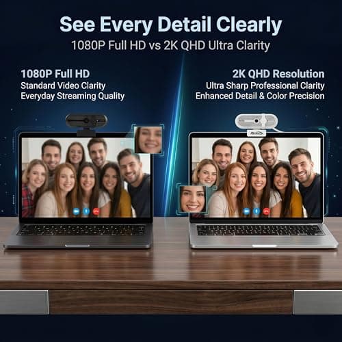 ARcNet NOVA 1080P 2K QHD 5MP Webcam for Meetings and Streaming, Auto-Light Balance, Built-in Mic, Privacy Shutter, USB-A, Plug and Play, for Zoom/Skype/Teams, Conferencing and Video Calling 3