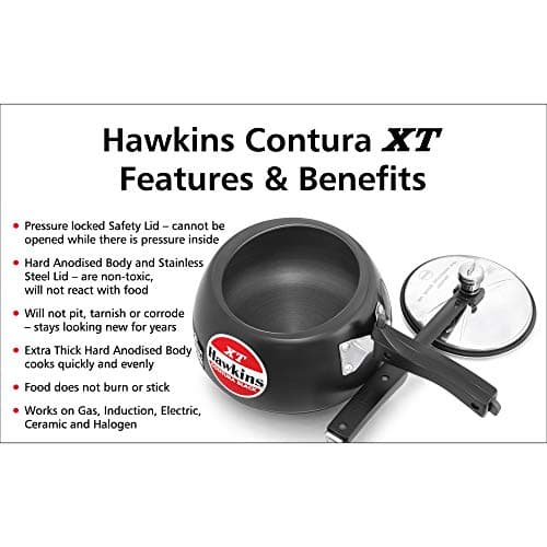 Hawkins 5 Litre Contura Black XT Pressure Cooker, Hard Anodised Inner Lid Cooker, Induction Cooker, Black 3