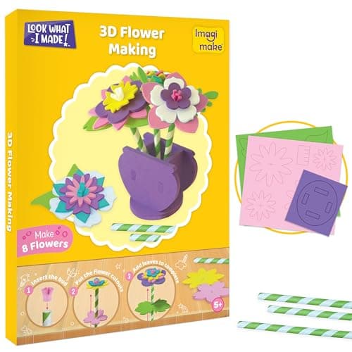 Imagimake 3-in-1 Awesome Craft Kit - Kids Arts and Crafts - Arts and Crafts for Kids Ages 6-8 - 3D Flower Making, Paper Quilling Kit, Stamps - Gifts for 5, 6, 7, 8 Year Old Girls 2