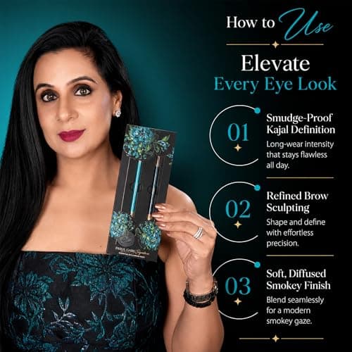 Parul Garg Beauty Signature Essential Kajal & Eyebrow Pack – 3-in-1 Long-Stay Kajal, Eyebrow Definer, Eye Brush & Shadow | Smudge-Proof & Blendable | No Smudging | Vegan & Clean Beauty | Classic - Bla 2