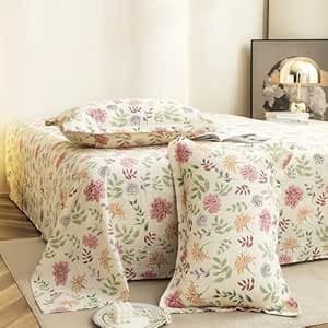 Story@Home King Size Bedsheet | Cloud Cotton Flatsheet King Size with Two Pillow Covers| Super Soft Bed Sheet for King Size Bed | Floral Design (270 x 250 cm, Off White & Pink)