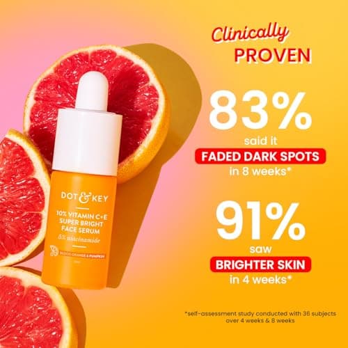 DOT & KEY 10% Vitamin C + E Serum with 5% Niacinamide | Vitamin C Serum for Glowing Skin, Fades Dark Spots & Hyperpigmentation | Infused with Blood Orange & Pumpkin | Targets Dull & Uneven Skin | For  5