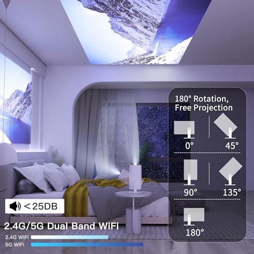 NEXILA Portable Mini Projector 4K Support, Full HD 1080P Android 11 Smart Projector with WiFi 5G & Bluetooth 5.0, 180° Rotatable Home Cinema Projector (Hy Projector) 4
