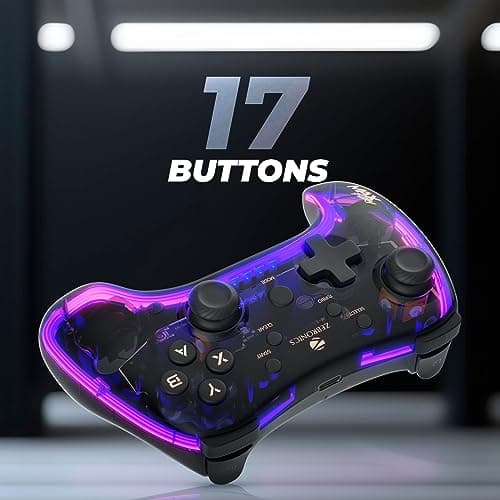 Zebronics MAX FURY Transparent RGB LED Illuminated Wired Gamepad for Windows PC, Android, with Dual analog sticks, Quad front triggers, Dual motors force, Haptic Feedback 6