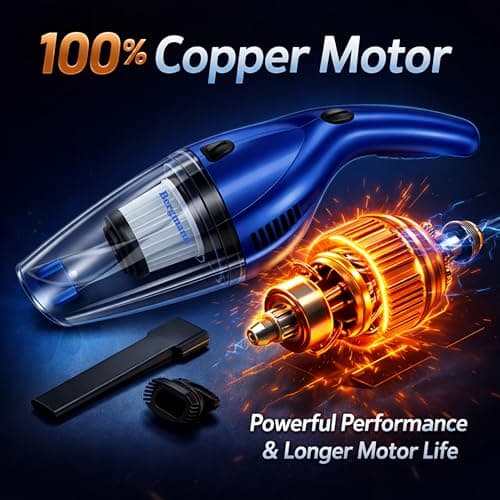 Bergmann Tornado Car Vacuum Cleaner|With Hepa Filter|Sleek Trendy Design|12V Dc,60W|3M Power Cord|Blue,40 Liter 2