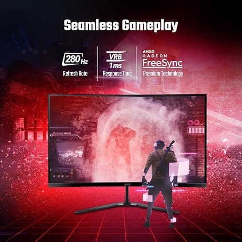 acer ED270 Z 27 Inch Full HD 1500 R Curved Gaming Backlit LED LCD Monitor I 1MS VRB, 280Hz Refresh Rate I AMD Freesync Premium I HDR10 I 2 x HDMI(2.0) 1 x DP(1.4), Audio Out I 2W x 2 Speakers I Black 3