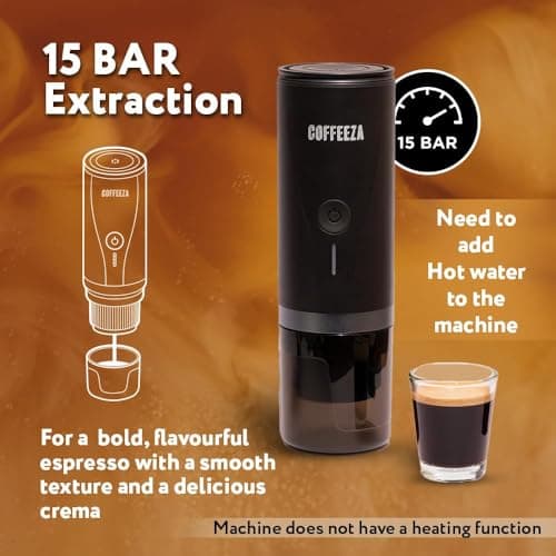 COFFEEZA Finero Mini Espresso Machine & Frothimo Pro Milk Frother Combo – Portable Coffee Maker with 6-in-1 Frother for Hot & Cold Foam, Perfect for Travel, Home, Camping, and Office Use 3