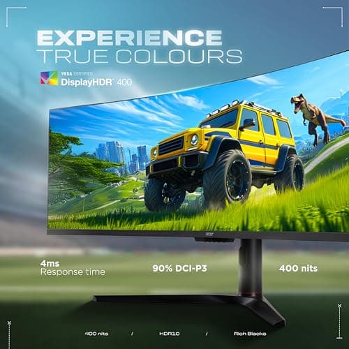 Acer EI491CR S 49 Inch LED 1800R Curved DFHD 3840 X 1080 Pixels VA Monitor I 32:9 Aspect Ratio I AMD Freesync Premium PRO I 144Hz I Vesa Certified Display HDR 400 I Dci-P3 I Support PIP/PBP I Speakers 2