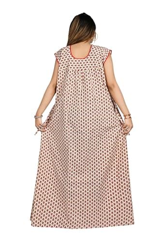 Bejod's Collection Women Sleeveless Pure Cotton Nighty Combo Pack of 2 | Full Length Floral Printed Cotton Nighty Maxi | Soft & Breathable Night Dress for Women Best for Summer 2XL to 4XL 2