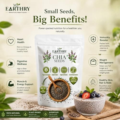 MY EARTHRY Premium Chia Seeds 250g – High in Omega-3 & Antioxidants | Supports Weight Management | High in Protein, Calcium & Fibre | Superfood for your Health | Good for Hair and Skin 4