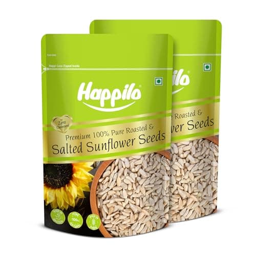 Happilo Premium Roasted & Salted Sunflower seeds (No shells) 250g ( Pack of 2 ), (8906081123466_Grocery)
