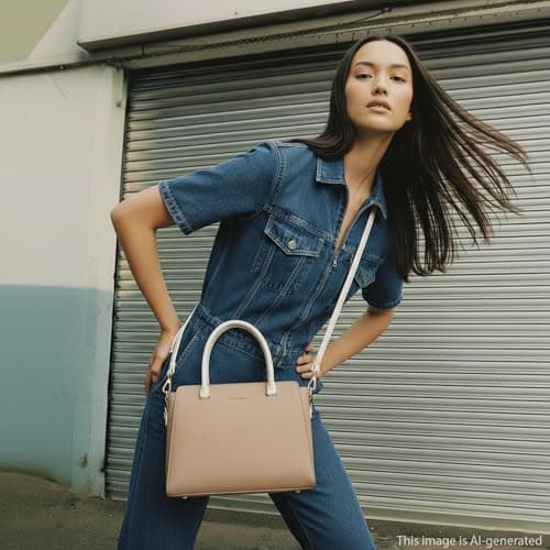 Fastrack PebbleEdge camel Satchel | Faux-Leather Women’s Handbag | Structured Satchel with Triple Compartments & Gold Accents 2