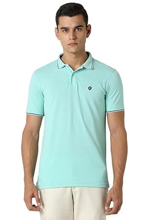 Van Heusen Men's Cotton Solid Regular Fit Collar Polo T-Shirt