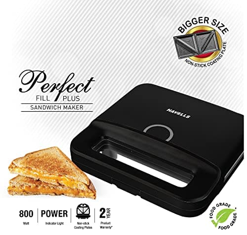 Havells Perfect Fill Plus Sandwich Maker(Black), 800 Watts 3