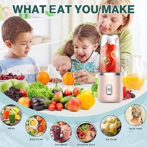 Portable Blender For Smoothie And Juices : Powerful 40 Watts Juicer that Can Crush Ice too | Juicer Machine Portable Blender) (Multicolour) 4