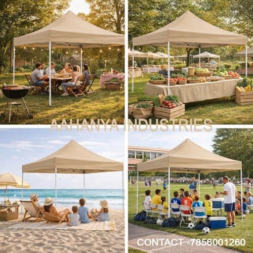 THE SUMMER 10X10 feet Heavy Duty Pop Up Foldable Canopy Tent with 4 Side Open, Gazebo Tent for Outdoor Garden,Event, Picnic, Lawn, Terrace & Promotional (22 Kg, Beige) 5