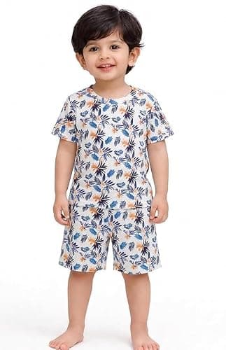 NEW BEGINNING Kids Clothes for Boys | Printed Cotton Half Sleeve Round Neck T-shirt & Shorts Clothing Set | Casual Summer Wear for Kids | Baby Boy Dress Outfit 0-5 Year (Tropical, 2-3 year)