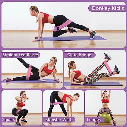 PLEASION Fitness Band Resistance Bands, Anti-Slip Resistance Loop Band Fabric Set Hip Legs Sports Elastic Spoil Band Training Band for Yoga Crossfit Gymnastics etc 3