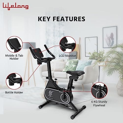 Lifelong Fit Pro Spin Fitness Bike with 7Kg Flywheel, Adjustable Resistance & Heart Rate Sensor for Fitness at Home Workouts|Max Weight Capacity: 120 kg (LLSBB50, Black) 3