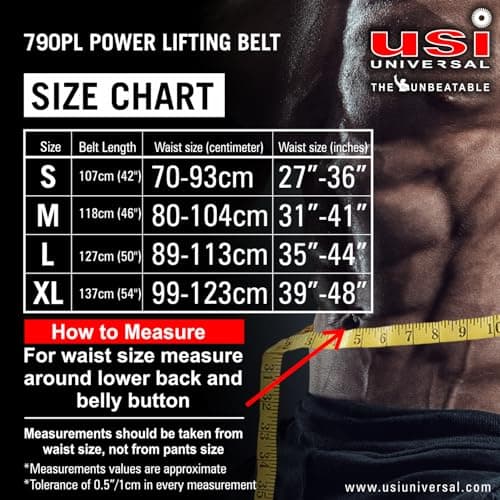 USI UNIVERSAL Weight Lifting Belt, 790PL (Light Weight, 6mm Thickness, Small) Leather Power Lifting Belt For Men Women Weightlifting Competition Workout Training Weight Lifting Belt 4