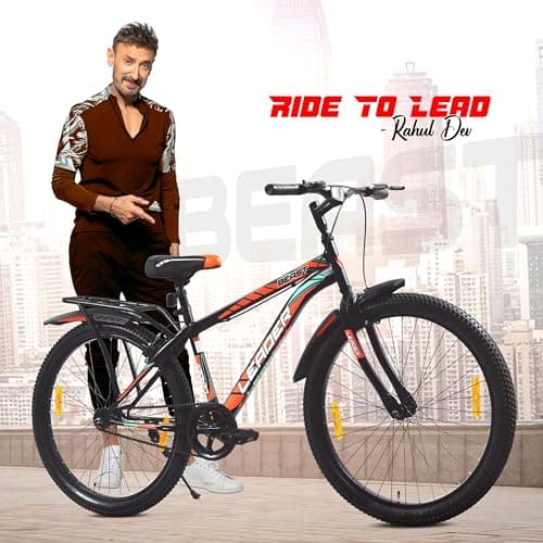 Leader Beast 26T IBC Premium City Bike Cycle with Inbuilt Carrier, Single Speed Cycle for Men, Matt Black - Ideal for Ages 10+, Rigid, 18 inches 3