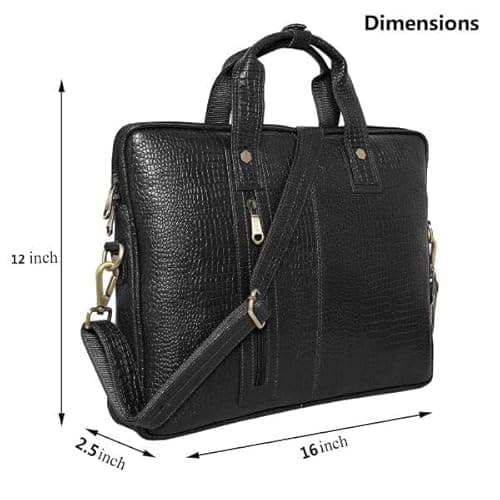 UZR INDIA Croc-Textured Leather Messenger Bag, Luxury Formal Sling for Men (Black) 6