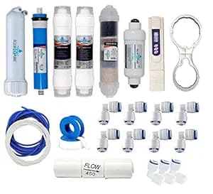 Aquadpure Complete Ro Purifier Filter Service Kit of 80 GPD Membrane Water with All Accessories (Full Service KIt with 02 Inline)