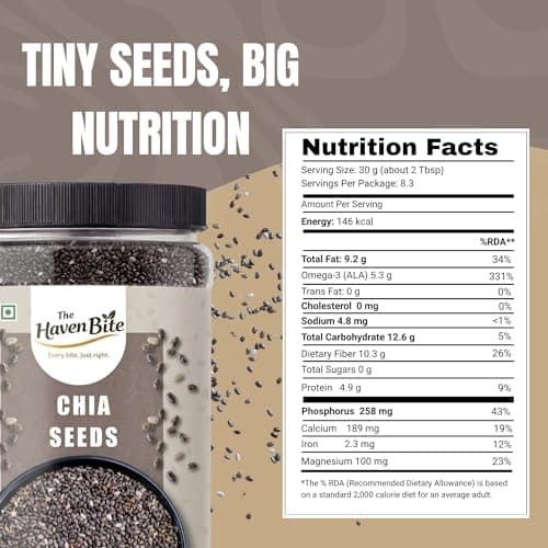 The Haven Bite Raw Chia Seeds 250g | Pure & Natural | Omega-3, Fiber & Protein Rich Superfood | Healthy For Smoothies, Detox Drinks, Weight Loss & Diet | No Artificial Colors 2