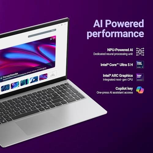 Dell 15 AI Powered Laptop, Intel Core Ultra 5 225H, 16GB DDR5 RAM, 512GB SSD, 15.6" FHD Anti-Glare Display, Intel Arc Graphics, Dedicated Copilot Key, Backlit Keyboard, Silver, Win11 Home + MSO H&S'24 3
