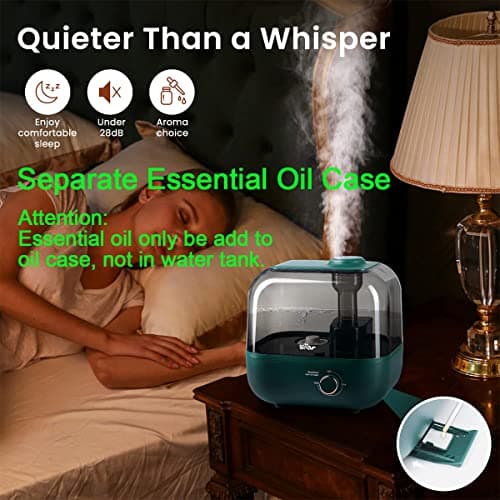 Bear® 5L Humidifier for Room Moisture Essential Oil Allow 28dB Silent Humidifier for Plants Household Top Filling Ultrasonic Cool Mist with 360° Steam Nozzle & Stepless Mist Adjust 3