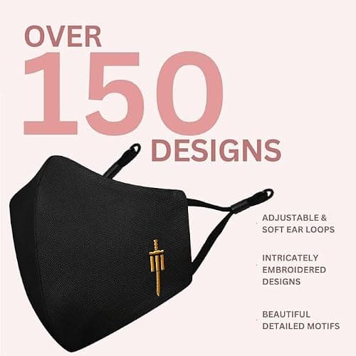 MASQ By Q-One Sabre 4 Layer, Anti-Pollution Reusable, with Ear Adjusters, Anti-Bacterial (BFE>99%) Cotton Cloth Face Mask for Men, Boys (Pack of 2) 4
