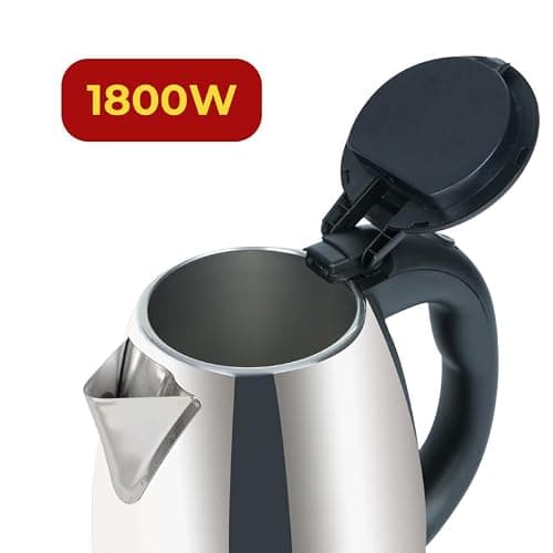 IBELL Electric Kettle 1.8L, 1800W, 2-Year Warranty, Stainless Steel, Auto Shut-Off, Cool-touch Handle, Wide Mouth For Easy Cleaning, Single-Touch Lid Lock, Kettle for Home, Office (Silver) 3