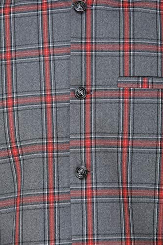 Exotic India Waistcoat with Double Check Pattern and Front Pockets - Color ExcaliburGarment Size 36 5