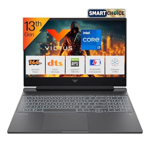 HP Smartchoice Victus, 13th Gen i7-13620H, 6GB RTX 4050, 16GB DDR4(Upgradeable) 512GB SSD, 144Hz, 300nits, FHD, 15.6''/39.6cm, Win11, M365* Office24, Mica Silver, 2.3kg, fa2100/03/04tx, Gaming Laptop