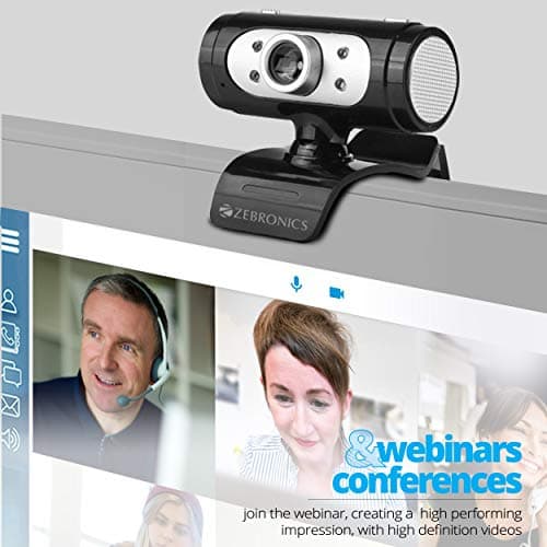 Zebronics Zeb-Ultimate Pro (Full HD) 1080p/30fps Webcam with 5P Lens, Built-in Mic, Auto White Balance, Night Vision, Manual Switch for LED (Black) 2