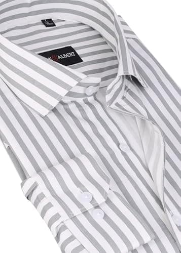 MARK & ALBERT Men's Striped Full Sleeves Cotton Formal Shirt White | Stylish Shirt for Men 3