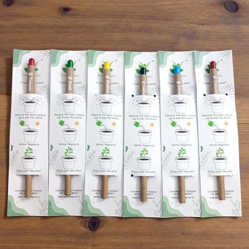 Sow and Grow Plantable Recycled Seed Paper Pen with Seed-Filled Cap (Pack of 25 Individually Packed Single Pens) Assorted Seeds | Eco Friendly Stationary for Corporate Gifting, Return Gifts 2