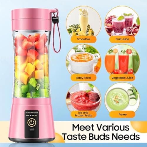 Shopstyle Portable Blender 6 Blade USB Juicer Bottle Portable Juice Blender USB Juicer Juice Mixer Bottle Rechargeable Juice Blender for Shakes Fruits & Vegetables Electric Grinder(Multicolor) 5