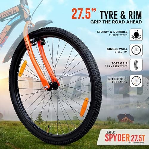 Leader Spyder 27.5T MTB Cycle/Bike Single Speed with Complete Accessories for Men - Matt Black/Orange Ideal for 15+ Years | Frame: 19 Inches 5