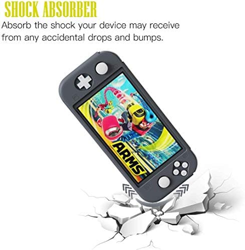 TMG Protective Case Cover for Nintendo Switch Lite, Silicone Protective Rubber Cover, Shock-Absorption Anti-Scratch Non-Slip Case for Nintendo Switch Lite Console - Turquoise (Grey) 3