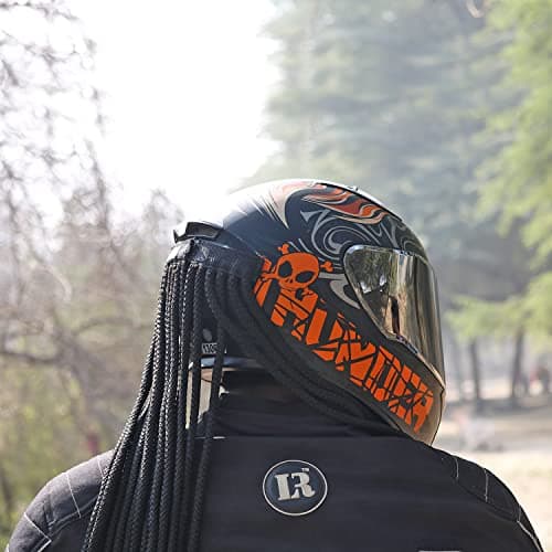 Grandbiker Polyester Universal Design Predator Dreadlocks/Add-On Hair Attachment for Rider Helmet, Black and Neon 6 mm predator with 24 hair length ( Helmet not incluted) 6