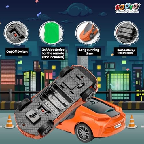 Gooyo GY-6328-11 Hi-Speed Racing Car Toy with 3D Lighting Feature | 3D Lights Famous Remote Control Car Toy for Kids | Orange | 3xAA Battery (Not Included) | Gift Box Packaging 4