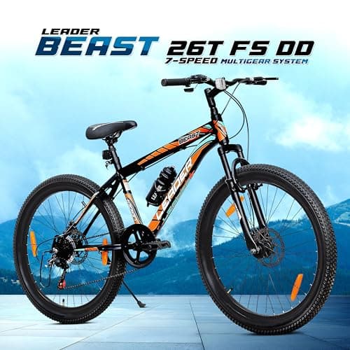 Leader Beast 26T Multispeed (7 Speed) Mountain Bike with Front Suspension & Dual Disc Brake - MATT_Black_SEA Green, Ideal for 12 + Years,Mountain Bike,Mens,Front,18 inches 2