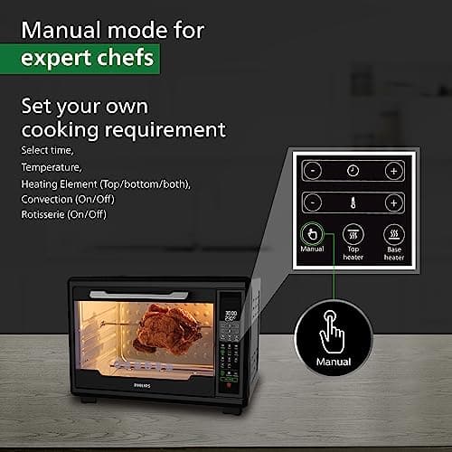 Philips HD6977/00 55 Litre Digital Oven Toaster Grill, 2000W, with Opti Temp Technology, Temperature control, Convection Mode, Chamber light and 11 preset menus, Inner Lamp 4