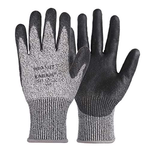 Karam HS51 Safety Gloves for Mechanical Hazards | Safety Work Gloves with HPPE Liner with Black PU Coating | Abrasion, Tear & Puncture Resistant | Cut Resistant with Multipurpose Use | Size-M