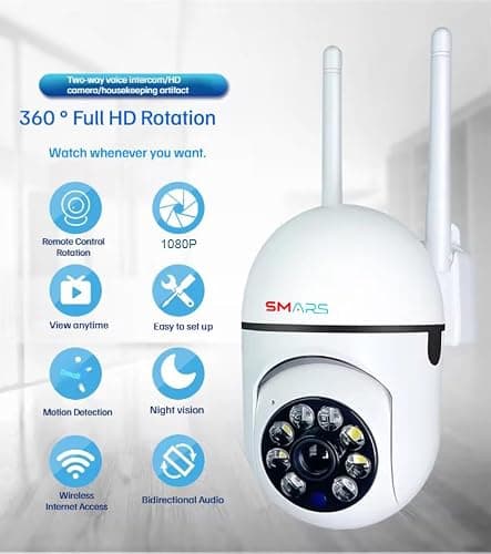 smars 3 MP Full HD WiFi IP PTZ Camera | Motion Detection | 360° Pan & Tilt | 2 Way Talk | Color Night Vision | IP66 Waterproof | Multiple User View | Support Upto 128 GB SD Card 4